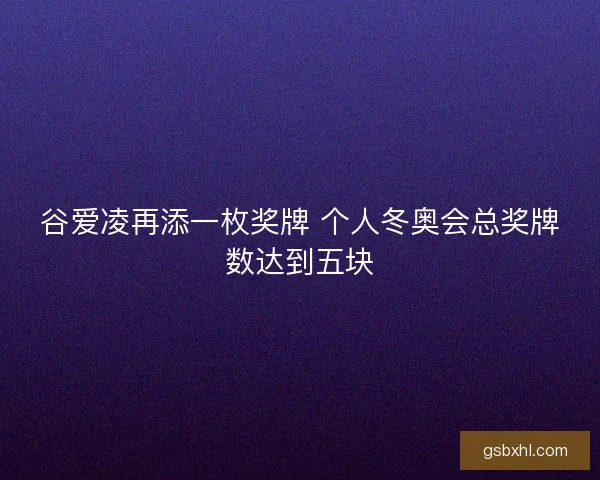 谷爱凌再添一枚奖牌 个人冬奥会总奖牌数达到五块